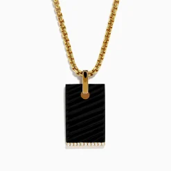 Effy Jewelry Men's 14K Yellow Gold Diamond and Carved Onyx Pendant | Mens