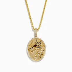 Effy Jewelry Men's 14K Yellow Gold Diamond and Ruby Dragon Pendant | Mens