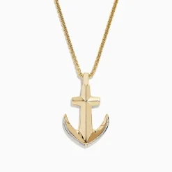 BH Multi Men's 14K Yellow Gold Diamond Anchor Pendant, 0.11 TCW | Mens