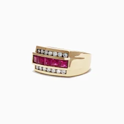 Effy Jewelry Men's 14K Yellow Gold Diamond Ruby Ring, 2.59 TCW | Mens