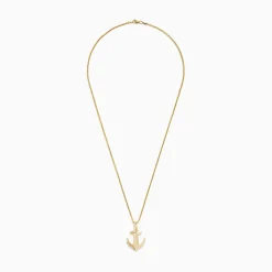 BH Multi Men's 14K Yellow Gold Diamond Anchor Pendant, 0.11 TCW | Mens