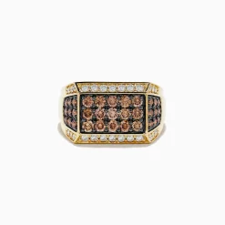 Effy Jewelry Men's 14K Yellow Gold Espresso and White Diamond Ring | Mens