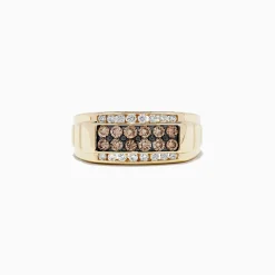 BH Multi Men's 14K Yellow Gold Espresso and White Diamond Ring, 0.96 TCW | Mens