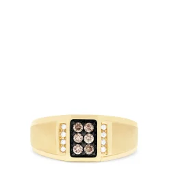 Effy Jewelry Men's 14K Yellow Gold Espresso and White Diamond Ring, 0.32 TCW | Mens