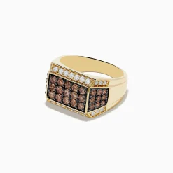 Effy Jewelry Men's 14K Yellow Gold Espresso and White Diamond Ring | Mens