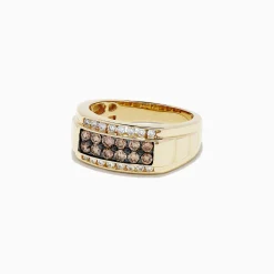 BH Multi Men's 14K Yellow Gold Espresso and White Diamond Ring, 0.96 TCW | Mens