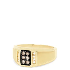 Effy Jewelry Men's 14K Yellow Gold Espresso and White Diamond Ring, 0.32 TCW | Mens