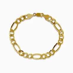 Effy Jewelry Men's 14K Yellow Gold Figaro Chain Link Bracelet 9" | Mens