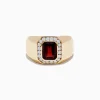 Effy Jewelry Men's 14K Yellow Gold Garnet and Diamond Ring | Mens