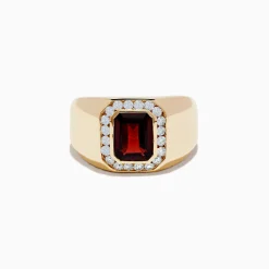 Effy Jewelry Men's 14K Yellow Gold Garnet and Diamond Ring | Mens