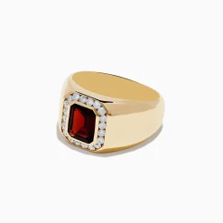 Effy Jewelry Men's 14K Yellow Gold Garnet and Diamond Ring | Mens