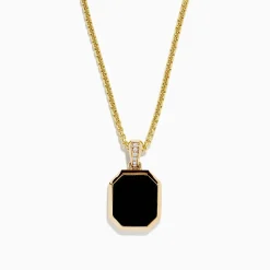 Effy Jewelry Men's 14K Yellow Gold Onyx and Diamond Pendant | Mens