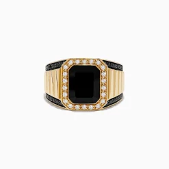 Effy Jewelry Men's 14K Yellow Gold Onyx and Diamond Ring | Mens