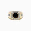 Effy Jewelry Men's 14K Yellow Gold Onyx and Diamond Ring | Mens