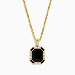 Effy Jewelry Men's 14K Yellow Gold Onyx and Diamond Pendant | Mens