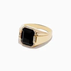 Effy Jewelry Men's 14K Yellow Gold Onyx and Diamond Ring | Mens