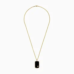 BH Multi Men's 14K Yellow Gold Onyx and Diamond Dog Tag Pendant, 1.00 TCW | Mens