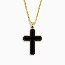 BH Multi Men's 14K Yellow Gold Onyx Cross Pendant | Mens