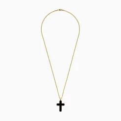 BH Multi Men's 14K Yellow Gold Onyx Cross Pendant | Mens
