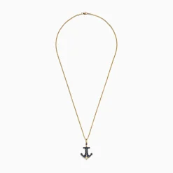 Effy Jewelry Men's 14K Yellow Gold Sapphire and Diamond Anchor Pendant, 0.96 TCW | Mens