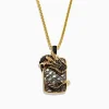 BH Multi Men's 14K Yellow Gold Tsavorite, Black Shell, and Black Diamond Dragon Pendant | Mens