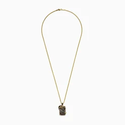 BH Multi Men's 14K Yellow Gold Tsavorite, Black Shell, and Black Diamond Dragon Pendant | Mens