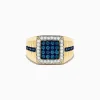 Effy Jewelry Men's 14K Yellow Gold White and Blue Diamond Ring | Mens