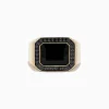 Effy Jewelry Men's 14K Yellow Gold White and Black Diamond Onyx Ring | Mens