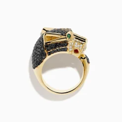 Effy Jewelry Men's Signature 14K Yellow Gold Diamond and Emerald Panther Ring | Mens