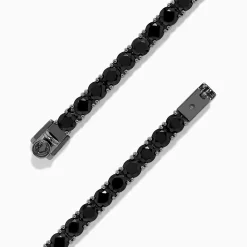 BH Multi Men's Silver Rhodium Plated Black Spinel Tennis Bracelet | Mens