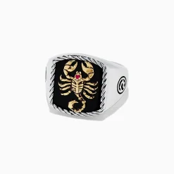 Effy Jewelry Men's Silver u0026 14K Gold Plating Onyx and Ruby Scorpion Ring, 5.00 TCW | Mens
