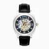 Effy Jewelry Men's Skeleton 41mm Sapphire Crystal Stainless Steel and Black Leather Watch | Watches