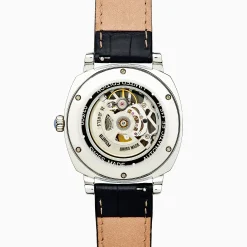 Effy Jewelry Men's Skeleton 41mm Sapphire Crystal Stainless Steel and Black Leather Watch | Watches