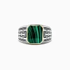 Effy Jewelry Men's Sterling Silver and 14K Yellow Gold Malachite Ring, 6.05 TCW | Mens