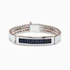 Effy Jewelry Men's Sterling Silver and Rose Gold Black Sapphire Bracelet, 4.20 TCW | Mens