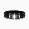 Effy Jewelry Men's Sterling Silver and Leather Black Sapphire Bracelet, 2.70 TCW | Mens