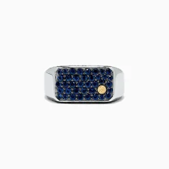 Effy Jewelry Men's Sterling Silver and Blue Sapphire Ring, 1.35 TCW | Mens