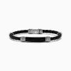 BH Multi Men's Sterling Silver and Leather Onyx Bracelet, 13.00 | Mens
