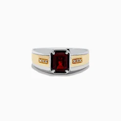 Effy Jewelry Men's Sterling Silver and 18K Gold Garnet and Diamond Ring | Mens