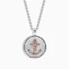 Effy Jewelry Men's Sterling Silver and 18K Rose Gold Plated Anchor Pendant | Mens