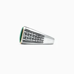 Effy Jewelry Men's Sterling Silver and 14K Yellow Gold Malachite Ring, 6.05 TCW | Mens