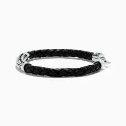 Effy Jewelry Men's Sterling Silver and Leather Braid Bracelet | Mens