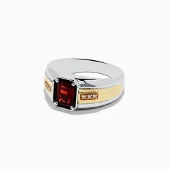 Effy Jewelry Men's Sterling Silver and 18K Gold Garnet and Diamond Ring | Mens