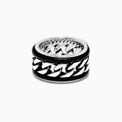 Effy Jewelry Men's Sterling Silver and Leather Chain Link Band Ring | Mens