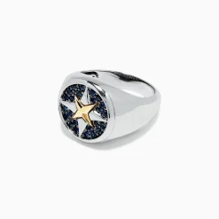 Effy Jewelry Men's Sterling Silver and 18K Yellow Gold Blue Sapphire Ring, 0.75 TCW | Mens