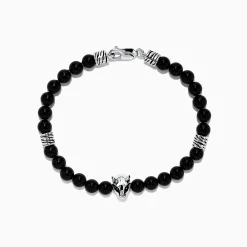 BH Multi Men's Sterling Silver Beaded Onyx Bracelet, 41.80 TCW | Mens