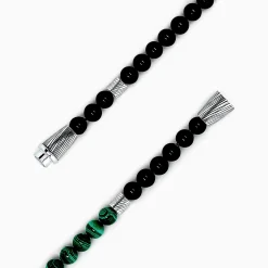 Effy Jewelry Men's Sterling Silver Beaded Onyx and Malachite Bracelet | Mens