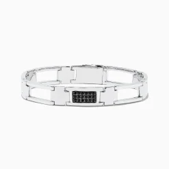 BH Multi Men's Sterling Silver Black Sapphire Link Bracelet | Mens