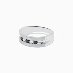 Effy Jewelry Men's Sterling Silver Black and White Diamond Ring, 0.50 TCW | Mens