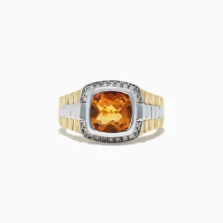 BH Multi Men's Sterling Silver Citrine and Diamond Ring, 2.87 TCW | Mens